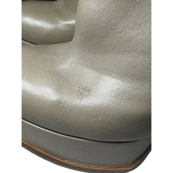 Fendi Fendista Beige Leather FF Logo Platform Heels Ankle Boots Size 39